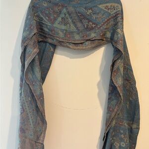 Boho Paisley Pashmina Shawl | Blue, Teal‎ & Plum Floral Wrap